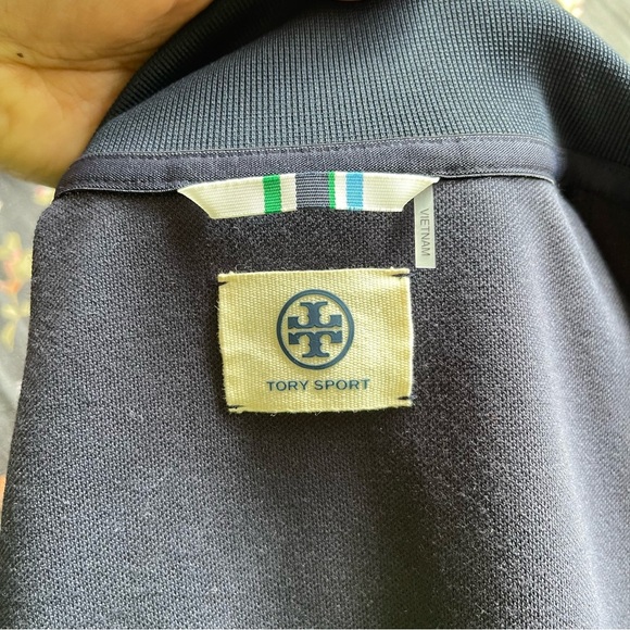 Tory Burch Sport Navy Blue Jacket size Small NWOT Ruffle Trim - Picture 8 of 11